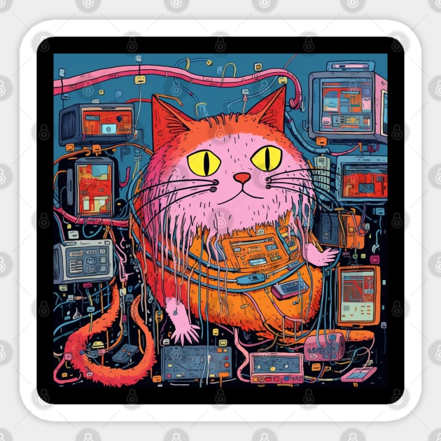 Futuristic Cyber  Cat Sticker by FrogandFog